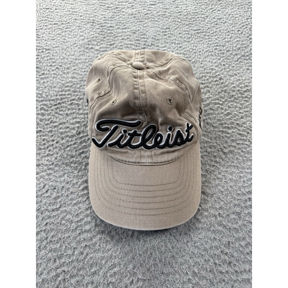 Titleist Pro V1 FJ‎ Footjoy Strapback Hat Golf Khaki Dad Cap Cotton Twill Patch